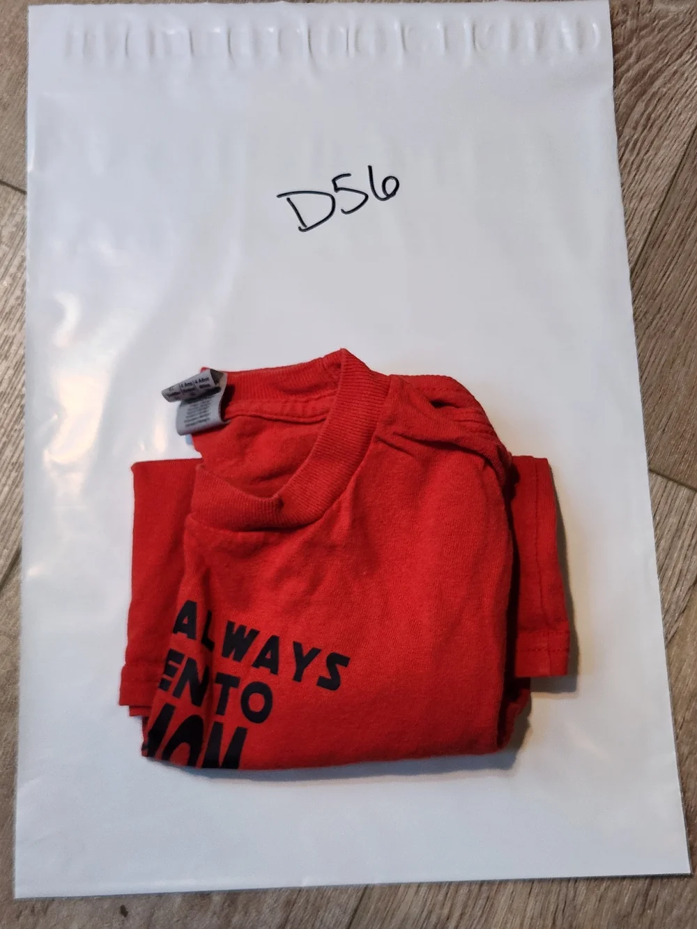 Gildan Red Kids Short Sleeve Tee with Black Text Graphic